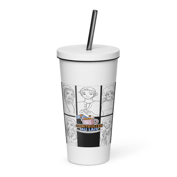 Vaso de pajita con aislamiento: blanco