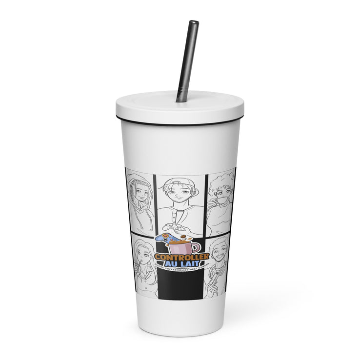 Insulated  straw tumbler: white