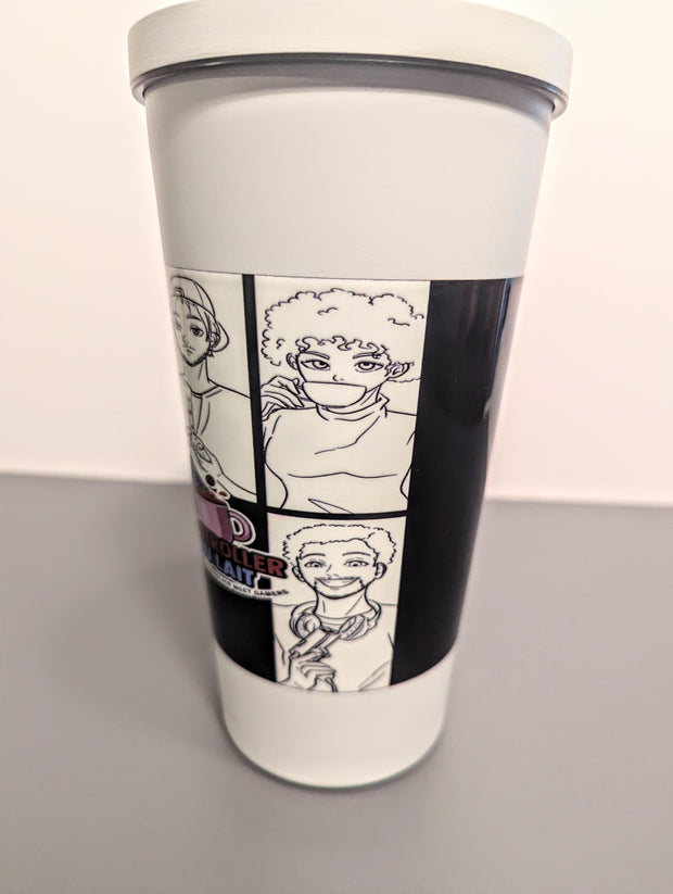 Diner comic tumbler with a straw