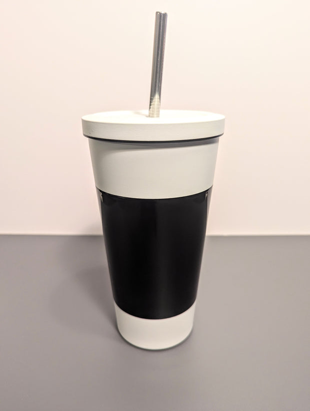 Diner comic tumbler with a straw
