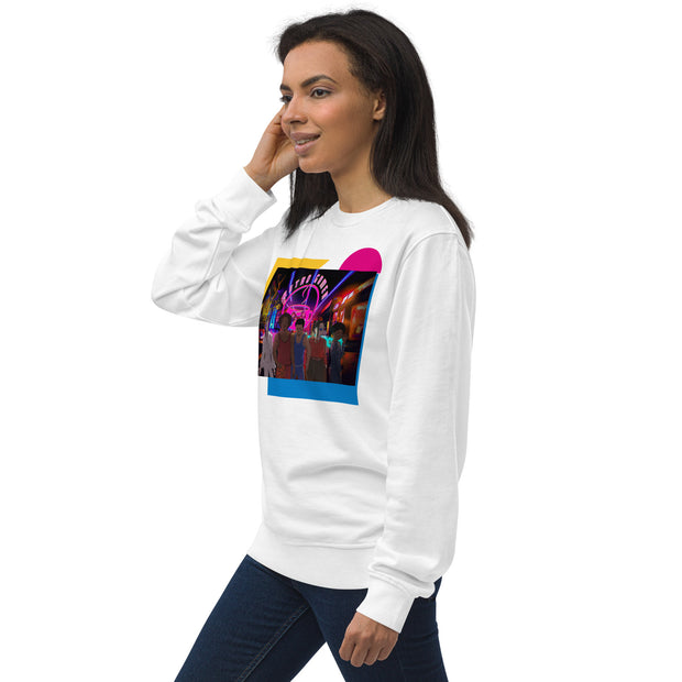 Sudadera unisex orgánica retro gamer de neón