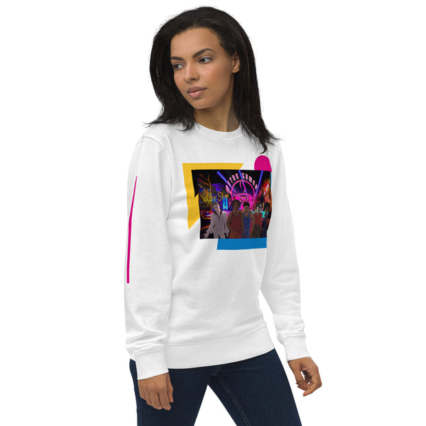 Sudadera unisex orgánica retro gamer de neón